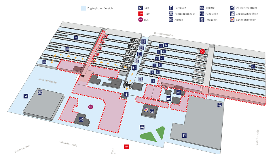 Lageplan Augsburger Hauptbahnhof